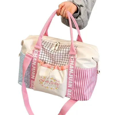 Color-block travel bag, large capacity portable