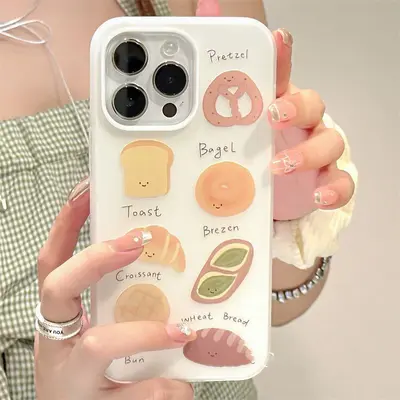 Apple 15promax, 16, 17, 14pro ve 11 telefon kılıfı için uygun ekmek tostu, iki-üçlü jöle, darbeye dayanıklı, 11 büyük delikli. - 2