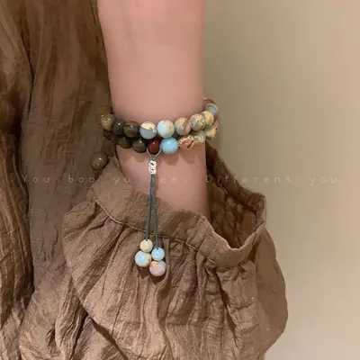 Shoushan yeşil sandal ağacı boncuk bilezik, Çin tarzı