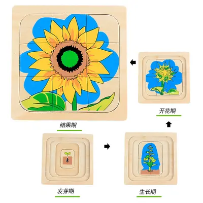 Montessori Ahşap Çok Katmanlı Hayvan Puzzle Çocuklar İçin Eğitici - 12