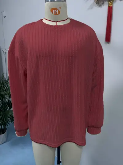 Herren-Freizeit-Langarmshirt, einfarbig, Jacquard-Muster - 10