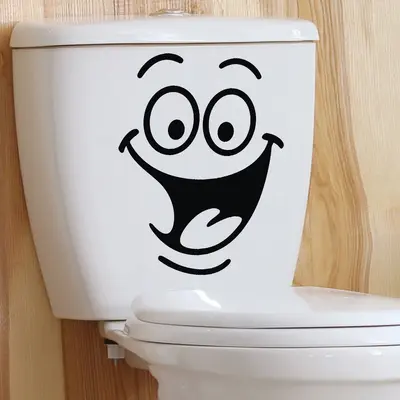 Smiley Face Toilet Sticker, Waterproof, Removable
