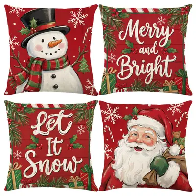 Winter New Christmas Custom Printed Pillow Cover Cross-border Christmas Decorative Sofa Cushion Cover Bedroom Throw Pillow Case - 9