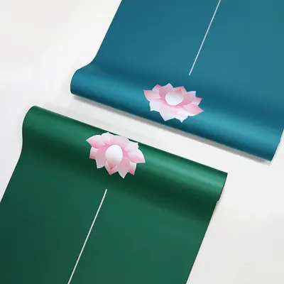 Lotus Pattern Printed Yoga Mat PU Natural Rubber Non-Slip Non-Fading