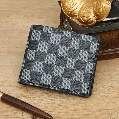 Herren-Kurzbrieftasche, Schachbrettmuster, RFID-Schutz - 3
