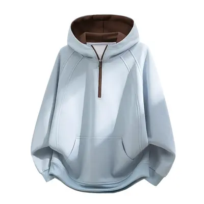 Men's Hooded Sweatshirt, Half-Zip, Cotton, Autumn-Winter