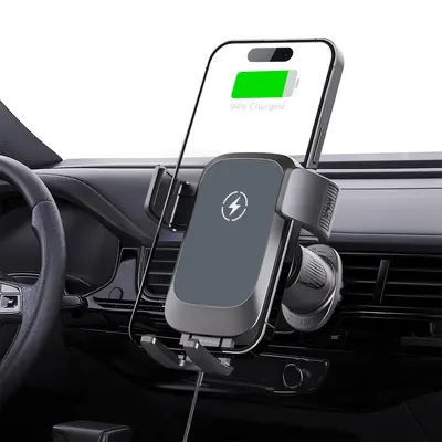Universal Car Phone Holder with 15W Wireless Charging, 360° Rotation