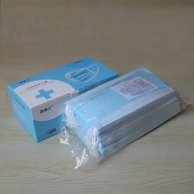 Tek kullanımlık mavi üç katmanlı yetişkin maskesi, 50'li paket - 7