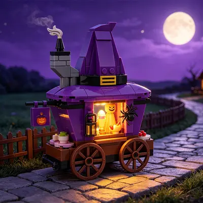 Sihirli Şapka Yemek Arabası Yapı Taşı Seti, Cadılar Bayramı Serisi, Lego Uyumlu - 3