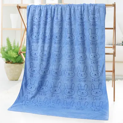 Mikrofiber banyo havlusu, plaj havlusu, su emici, çabuk kuruyan, büyük çocuk havlusu, tavşan kafası baskılı, karikatür yüzme ve banyo havlusu - 11