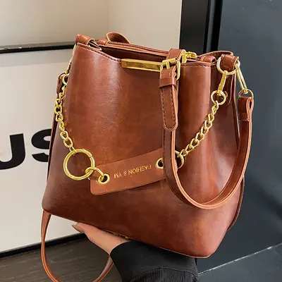 Women's Retro Bucket Bag, Autumn Winter Style, Single Shoulder Crossbody - 8