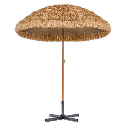 Outdoor Thatched Sun Umbrella, Simulated Straw Beach Parasol for Courtyard and Garden