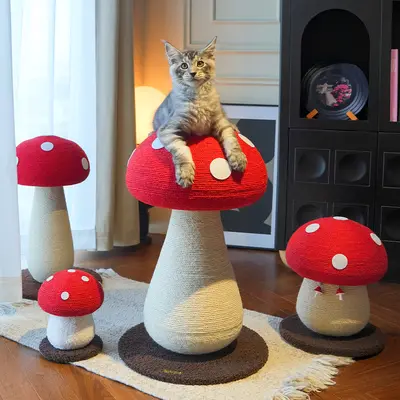 Großer vertikaler Kratzbaum für Katzen mit Pilz-Design