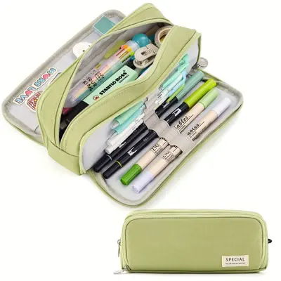 Korean-Style Canvas Pencil Case, Large Capacity, Multifunctional for Students - 10