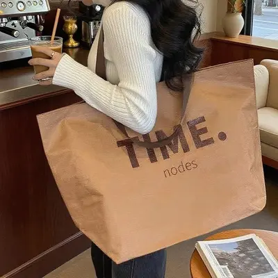 Cremeweiße gewebte Messetasche, extra groß, Logo auf Wunsch - 9