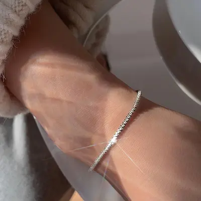 Pearl silver bracelet, S925 sterling, natural irregular, minimalist