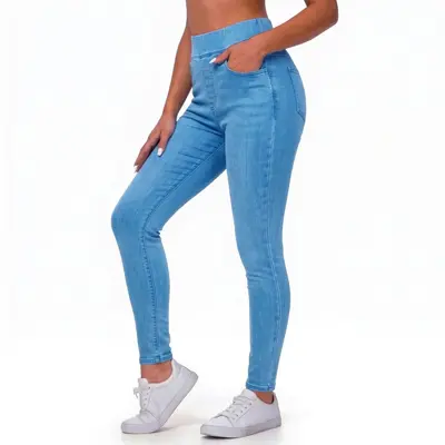 High-Waist Tummy Control Denim-Look Yoga Leggings, High Elasticity, Butt Lift - 9