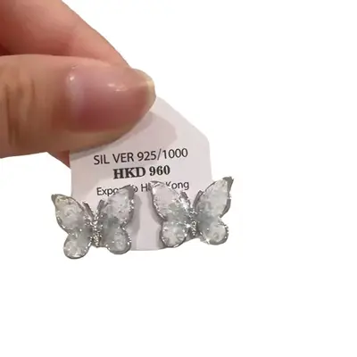 Crystal butterfly earrings, luxury design - 5