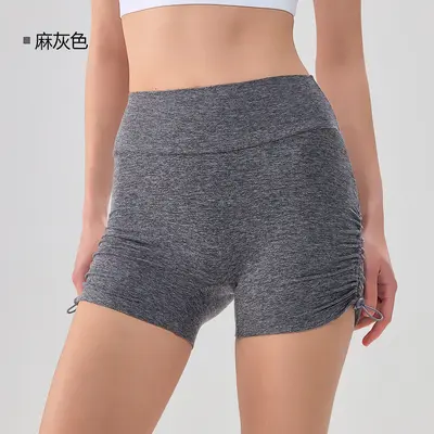 Women's Three-Quarter Yoga Shorts with Drawstring, Peach Lift - 7