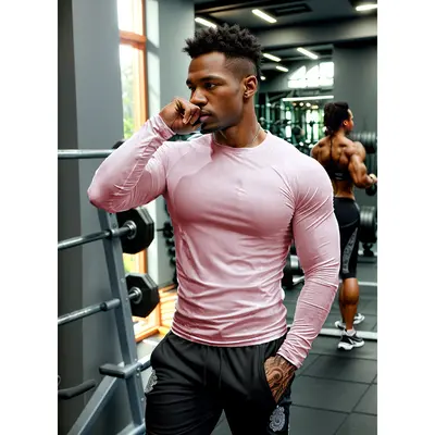 Herren-Sport-T-Shirt, schnelltrocknend, hochelastisch, langärmliges Kompressionsshirt