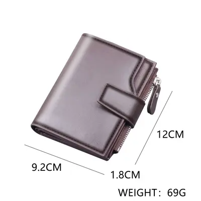 Vertical Men's Wallet, Short Trifold Leather Wallet with Multiple Card Slots - 4