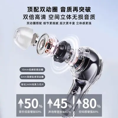 Dış ticaret air31 şeffaf yüksek kaliteli kulak içi spor dijital ekranlı kablosuz Bluetooth kulaklık kaynak fabrikası - 4