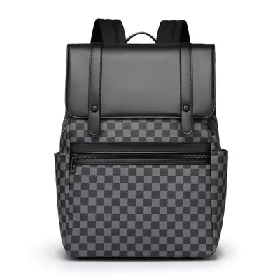 Classic Plaid Men's Business Backpack with 15 Inch Laptop Compartment - 7