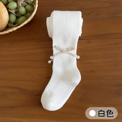 Kinder-Strumpfhose mit Schleife und Füßen, einfarbig, Klasse A - 8