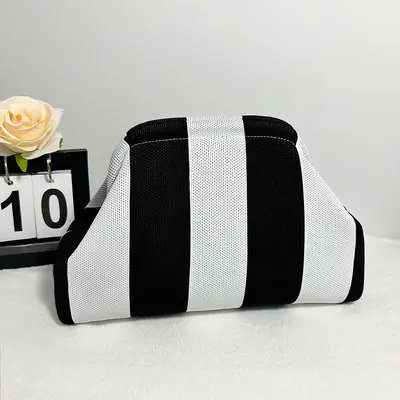 Sınır ötesi dropshipping örgü çanta, çizgili el çantası, kadınlar için, örgü bulut çok yönlü şık taşınabilir makyaj çantası, büyük kapasiteli - 12