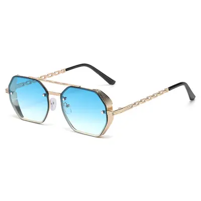 Polarized Men's Sports Sunglasses Metal Frame Double-Bridge Retro Style - 12