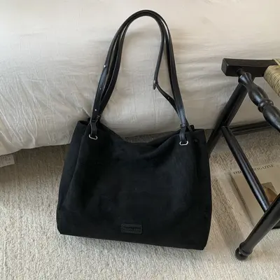 Women's Large Capacity Suede-Look Underarm Tote Bag - 11