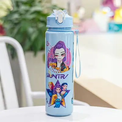 新款K-POP猎魔女团塑料水杯便携儿童户外吸管杯跨境儿童吸管水杯 - 8