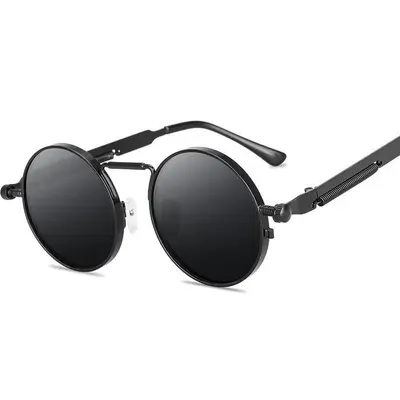 Retro Round Sunglasses, UV Protection, Spring Hinge - 4