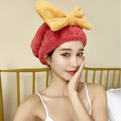 Bow Quick-Dry Absorbent Hair Drying Cap, Shower Cap - 7