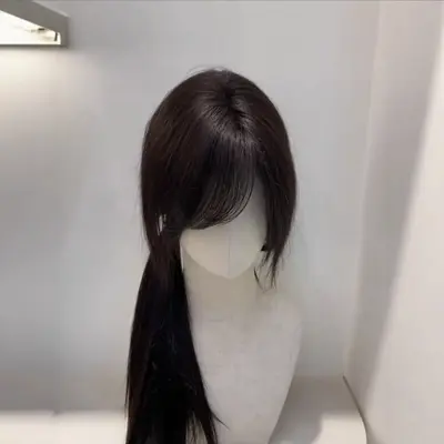 Jianshu Hair Topper, Manga-Style Diagonal Bangs, Full Crown Volume, No Wig Cap - 2