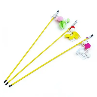 New Cat Toy Teaser Wand Little Bee Feather Bell Cat Toy Interactive Teaser Stick Pet Supplies for Boredom Relief