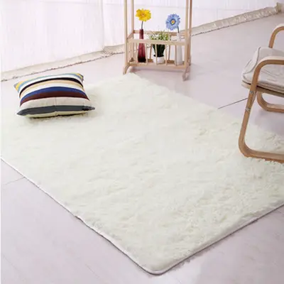 Modern Wool Rug for Living Room, Rectangular Silk Look Carpet