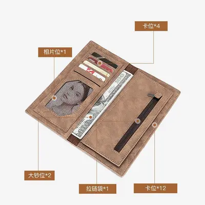 Men's Ultra-Thin Long Wallet with Card Slots and Coin Pocket - 3