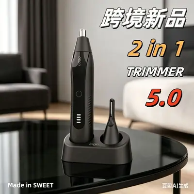2-in-1 Men's Shaver with Eyebrow and Nose Hair Trimmer, Rechargeable - 2