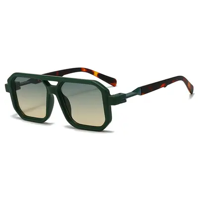 Retro Square Frame Double Bridge Sunglasses for Men and Women