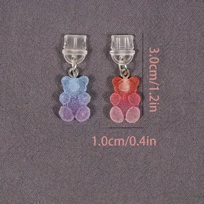 Mobile Phone Dust Plug Gradient Color Teddy Bear Mobile Phone Dust Plug ABS Material Compatible/Type-C Interface - Run - 2