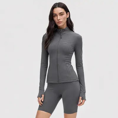 Women's Yoga Jacket, Stand-Up Collar, Zip Long Sleeve - 11