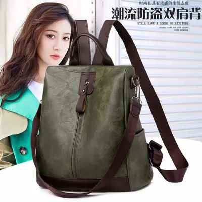 Women's PU Leather Backpack, Anti-Theft, Large Capacity Business Bag