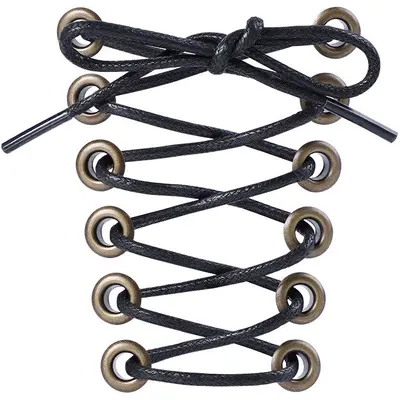 Martin Boot Laces, Round Waxed Leather Boot Shoelaces, Brown and Black - 6