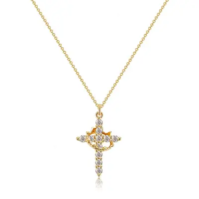 Fade-resistant after bathing ~ S925 sterling silver full-stone cross pendant American hip-hop versatile niche design - 7