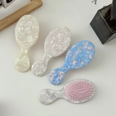 Korean-Style Best-Selling Sweet and Cute Acetate Air Cushion Comb, Oval, Hair-Friendly, Anti-Static, Compact and Portable Comb, Hair Styling Comb