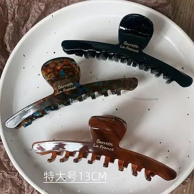 Kore Süper Büyük Boy Asetat Pençe Klip Şık Görünümlü Köpek Balığı Klip Kadın Zarif Elegant Saç Toplama Klip Arka Baş Saç Aksesuarı