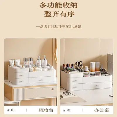 Cosmetic storage box with makeup brush and lipstick organizer