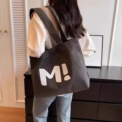 Canvas tote bag women large capacity durable supermarket shopping bag simple and versatile 2024 new shoulder bag - 8