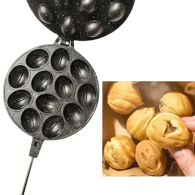 Oval kek kalıbı, ev kullanımı waffle ve ceviz pişirme tepsisi